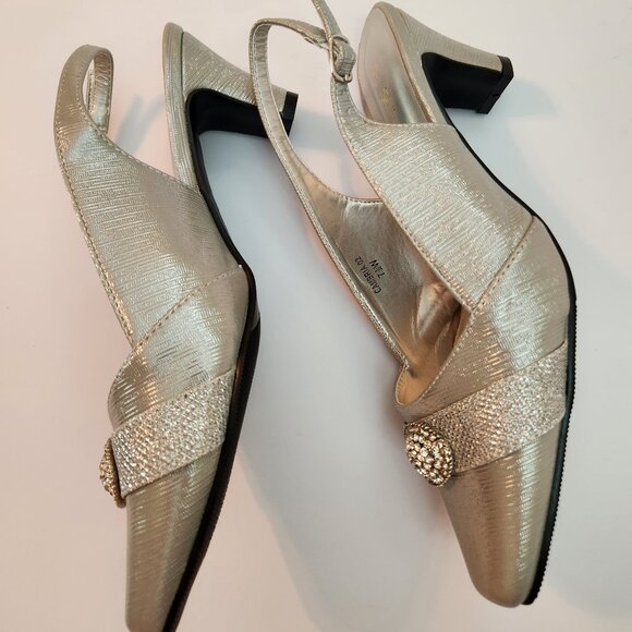 NWT  Enzo Romeo Cambria Women's Silver Sling Back Mid-Heeled Pointy Pumps, 7.5W - Picture 8 of 8